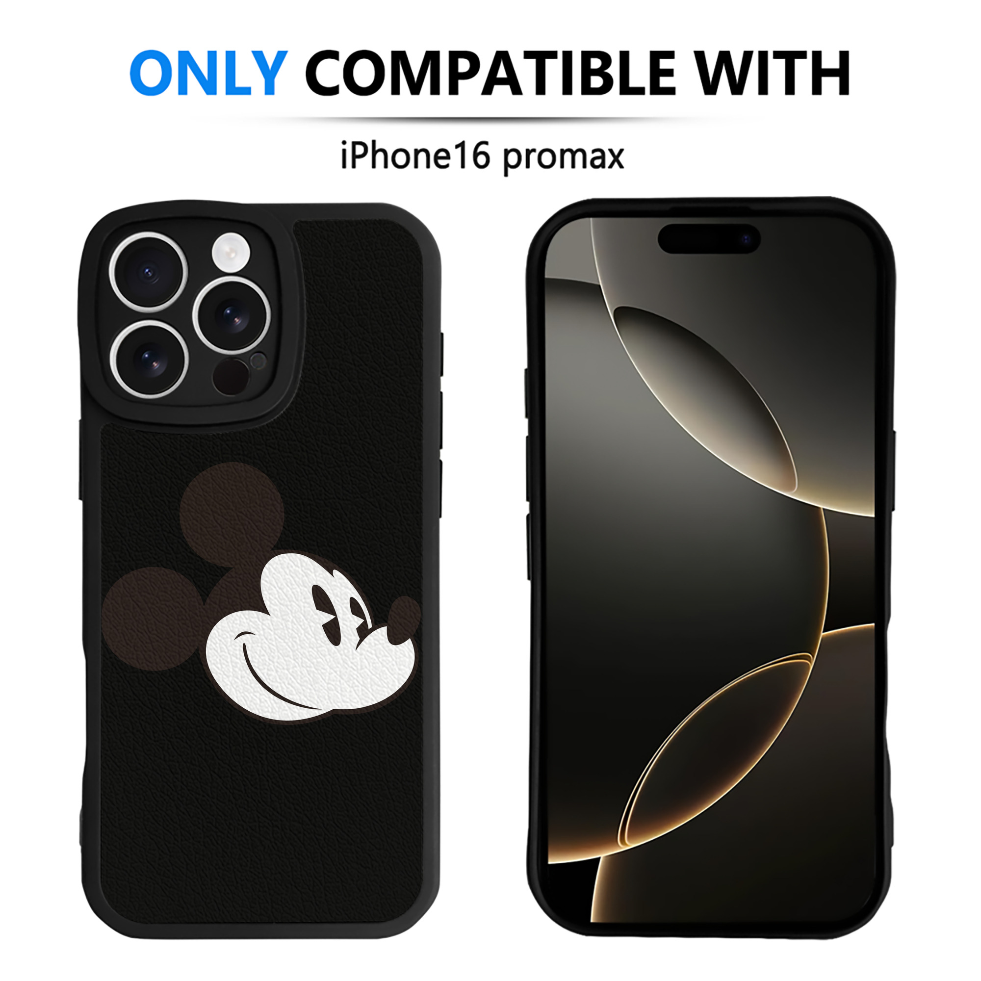 （画像用） ミッキーマウス Mickey Mouse 【iPhone 16シリーズ対応】シリコンスマホケース（レザー調） 材質：シリコン